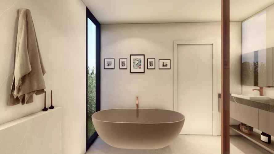 diseño de baño con ducha y bañera