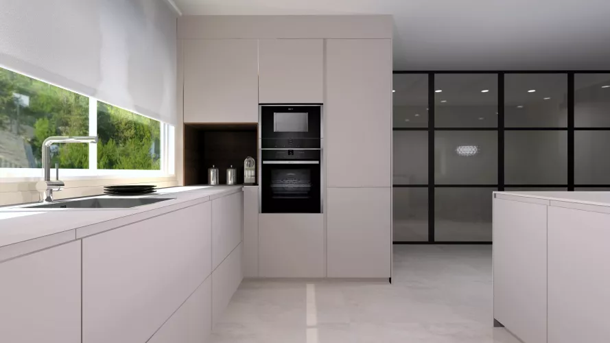 Cocina Santos en forma de U blanca