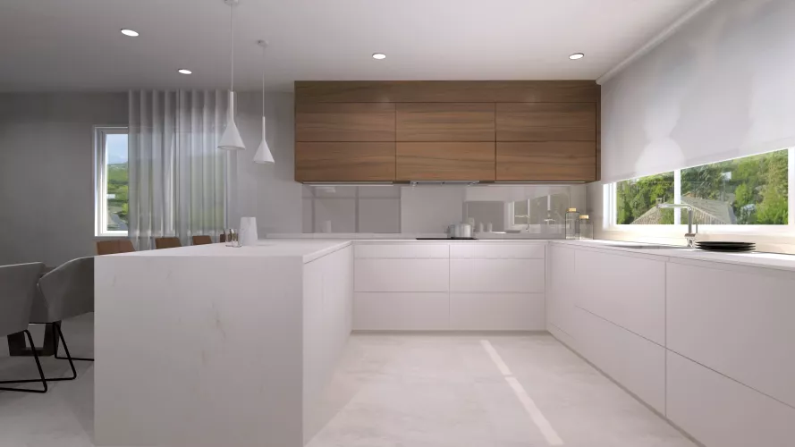 Cocina Santos en forma de U blanca