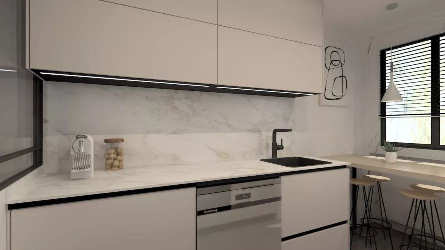 Cocina Pequeña con dos frentes
