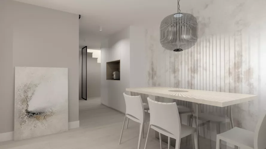 Cocina Santos blanca en L con encimera Dekton