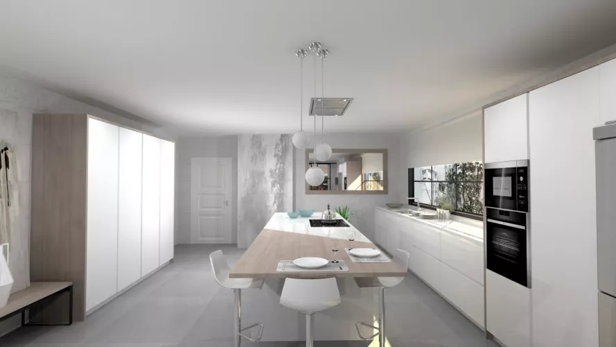 Cocinas Santos en las Rozas, Cocina Blanca con Encimera Silestone