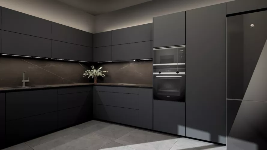 Cocina negro seda