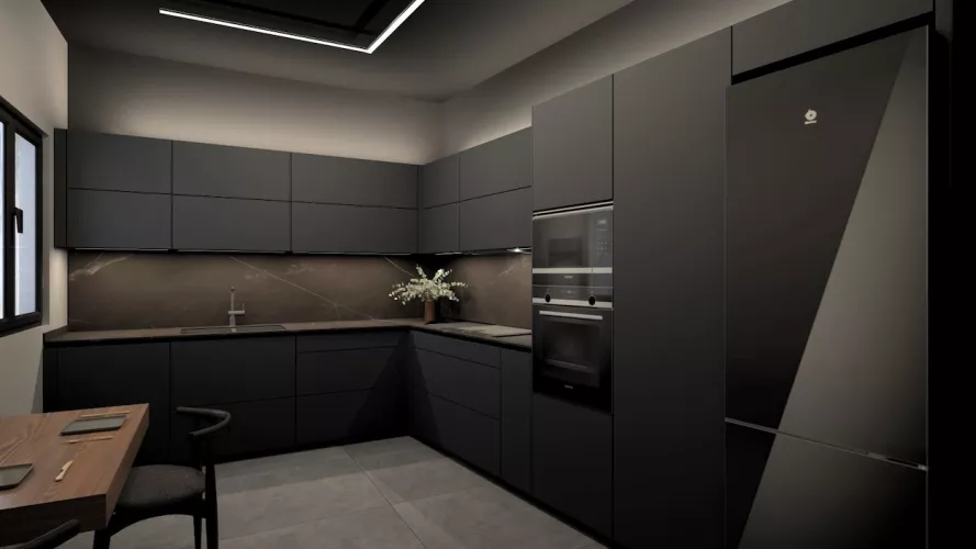 Cocina oscura dos frentes