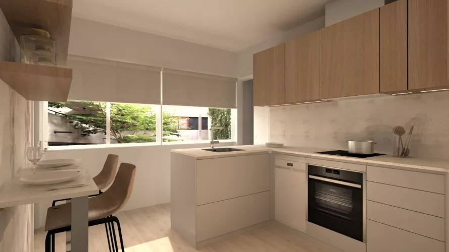 Cocina Santos gris en U con encimera Dekton