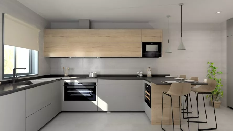 Cocina Santos gris en forma U