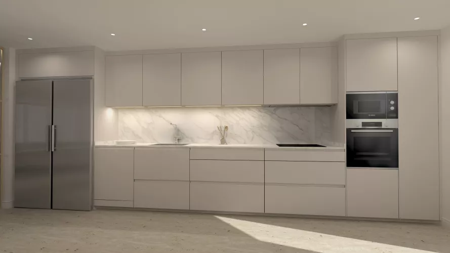 Frente cocina color cashmere