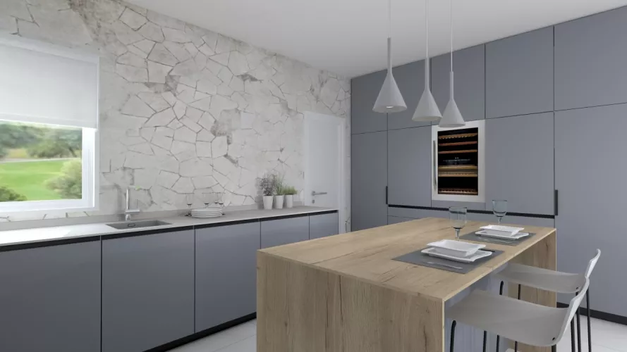 Cocina Santos con muebles en gris visón seda