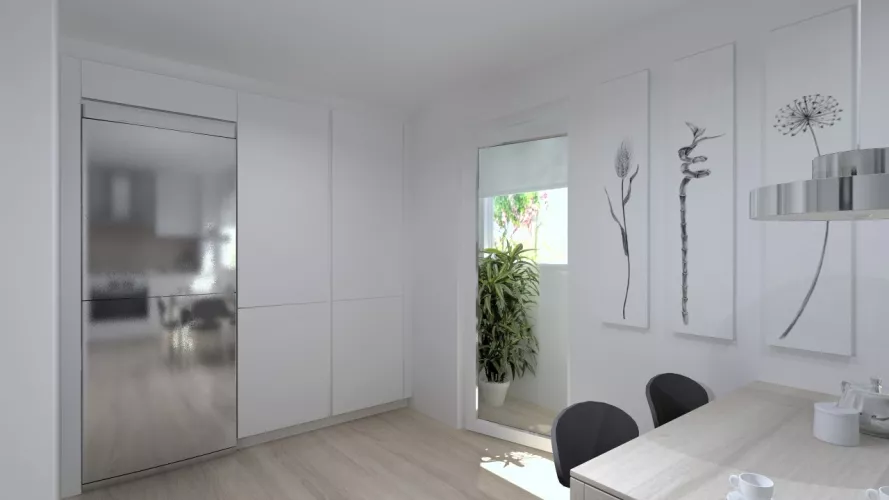 Aravaca | Cocina Santos | Modelo Line E Estratificado Blanco | Encimera Silestone Blanco