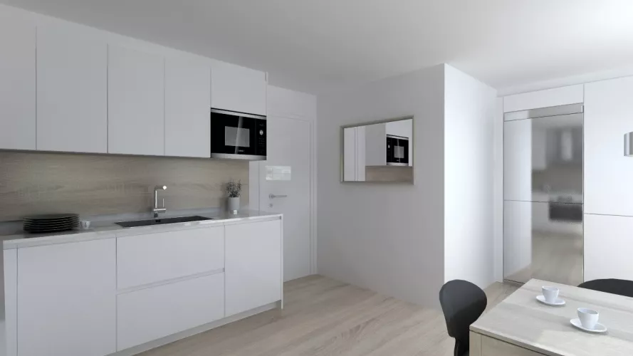 Aravaca | Cocina Santos | Modelo Line E Estratificado Blanco | Encimera Silestone Blanco