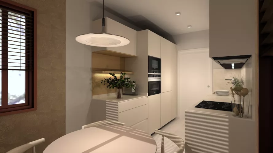 Vista cocina blanco perla
