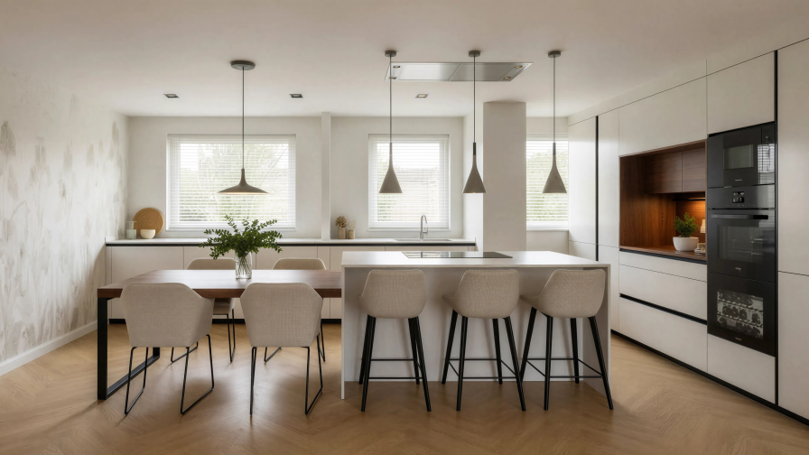 Cocina contemporánea en tonos neutros