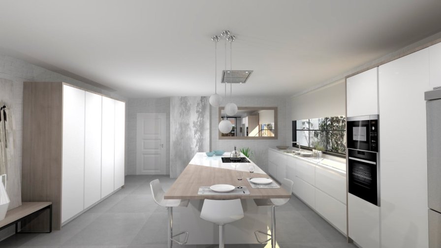 Cocinas Santos en las Rozas, Cocina Blanca con Encimera Silestone