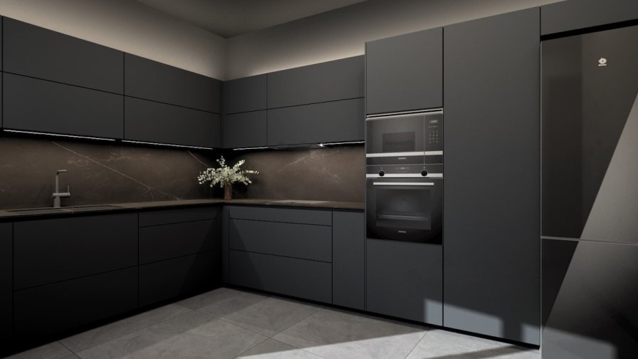 Cocina negro seda