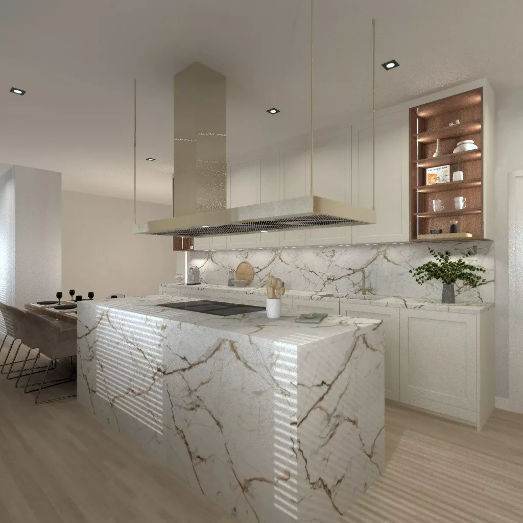 Cocina luminosa con isla central elegancia atemporal y diseño equilibrado