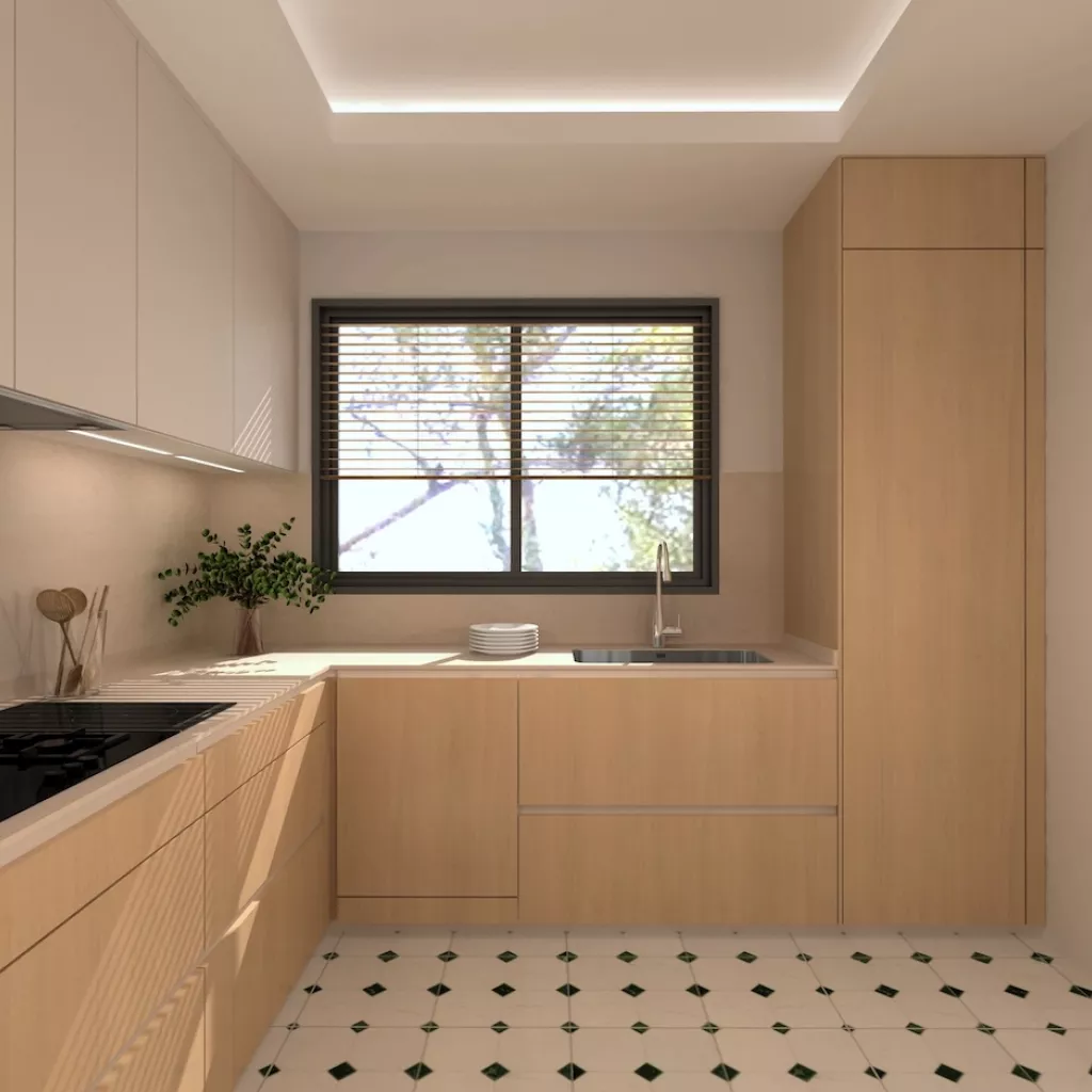 Cocina madera en L