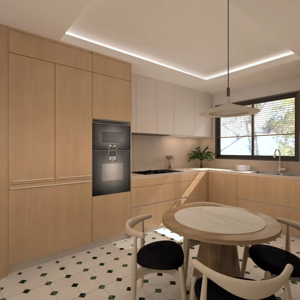 Cocina madera en L