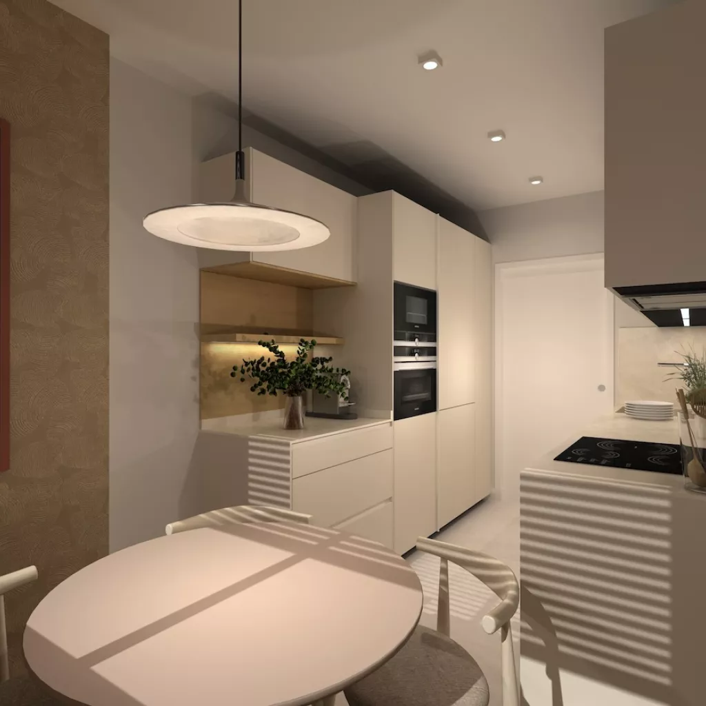 Vista cocina blanco perla